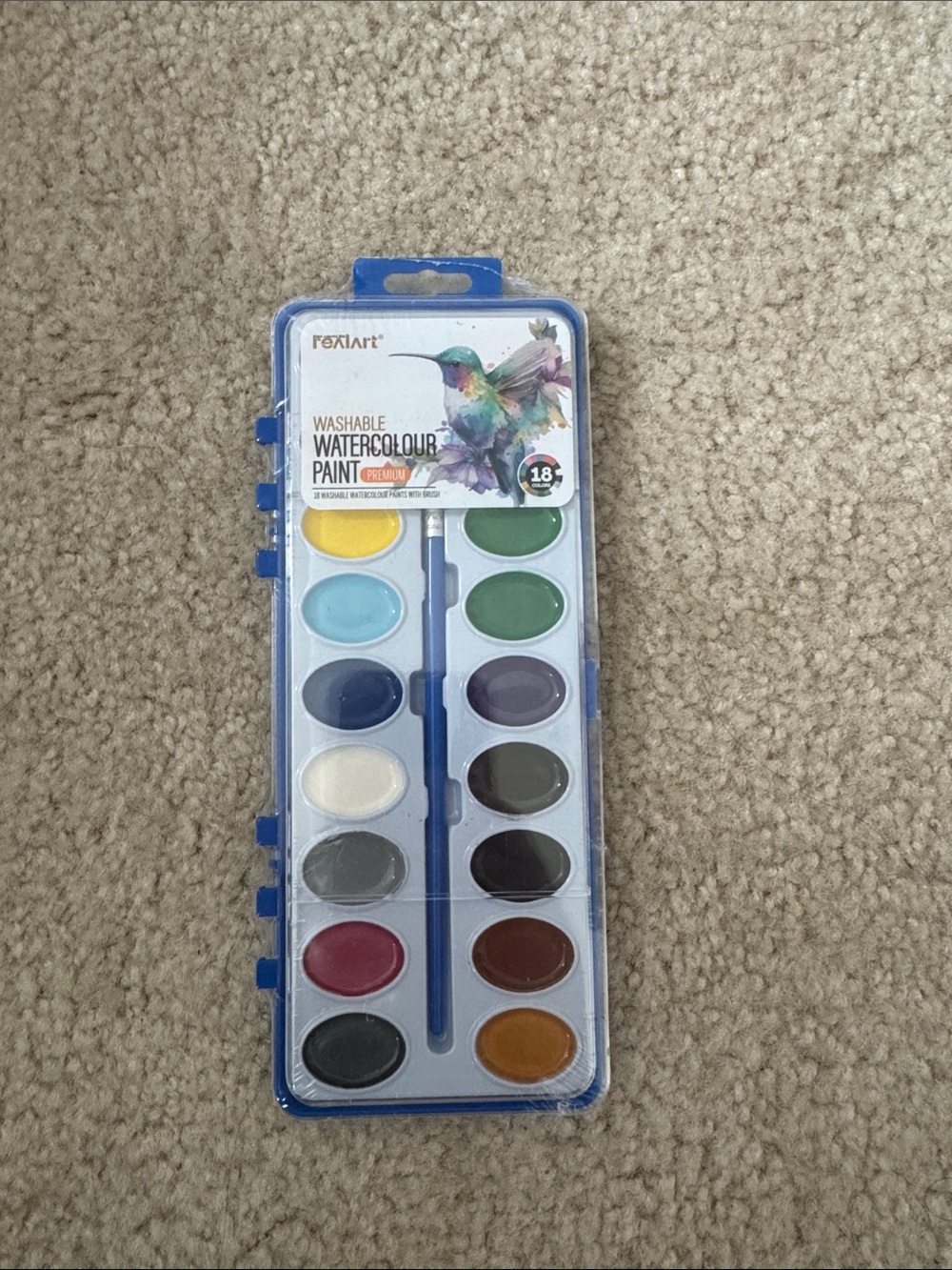 Washable Watercolour Paint Set - Blue Case with Assorted Colors